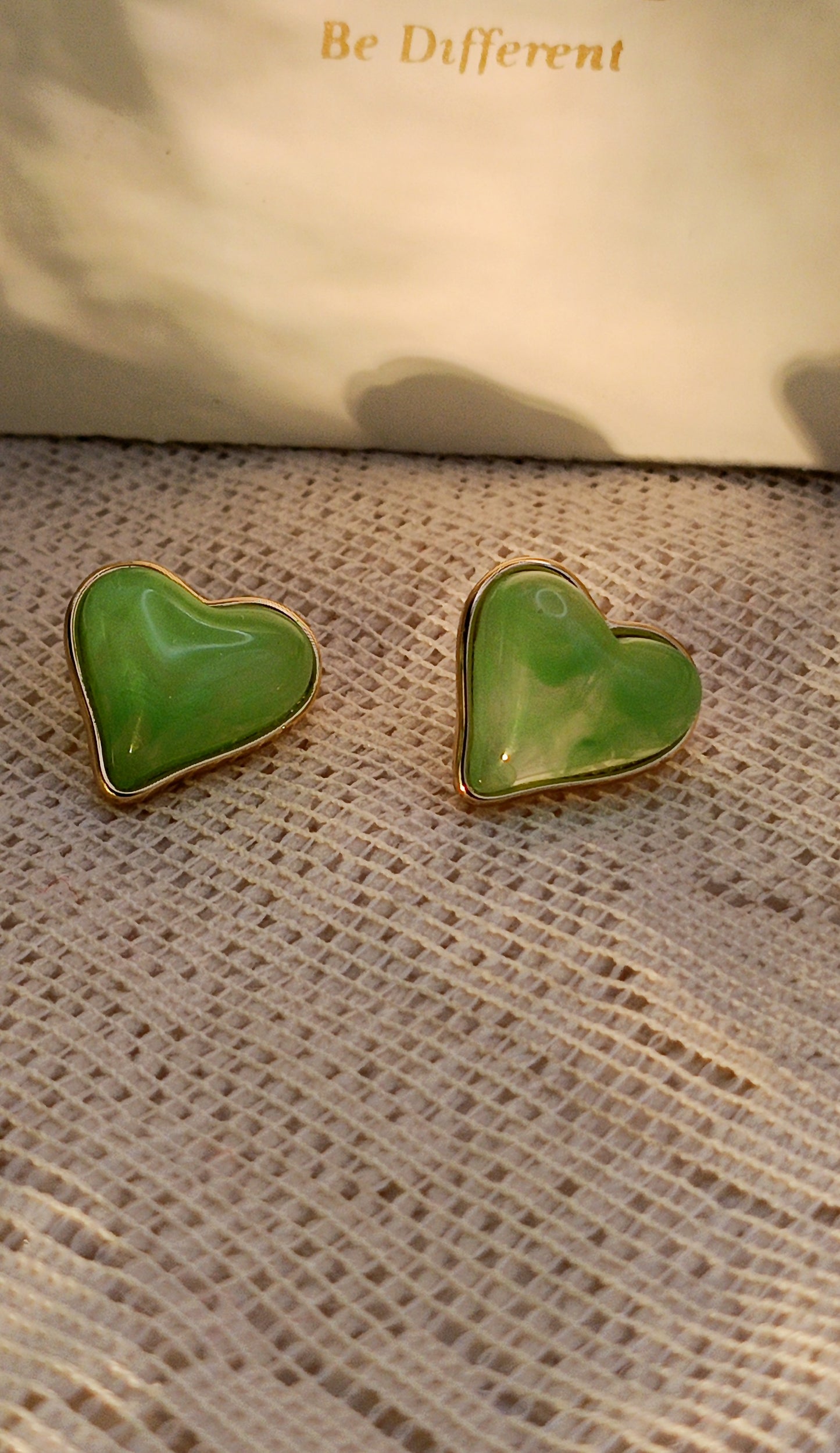 Anti Tarnish_Gold Plated Heart-shaped Jade Stud Earrings