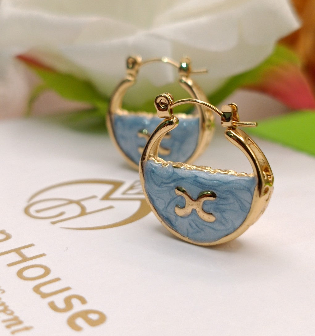 Anti Tarnish_Gold-plated Enamel Hoops Earrings