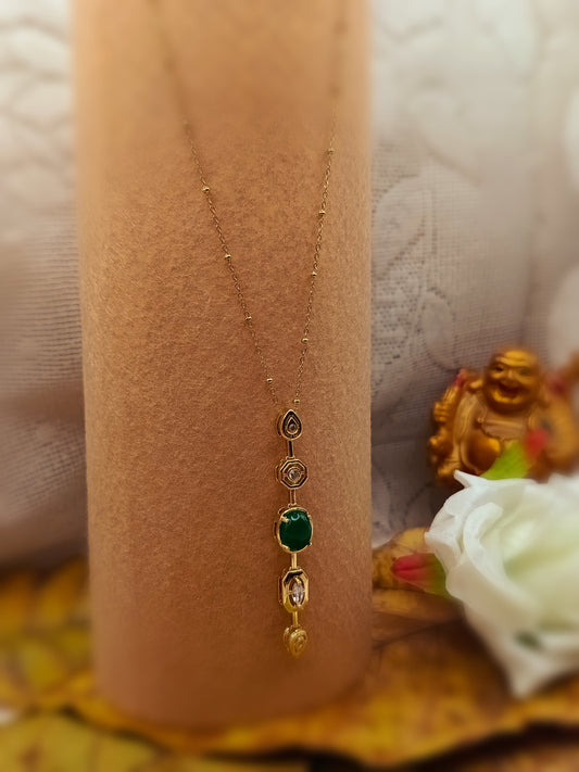 Anti Tarnish_Emerald Green Drop Necklace