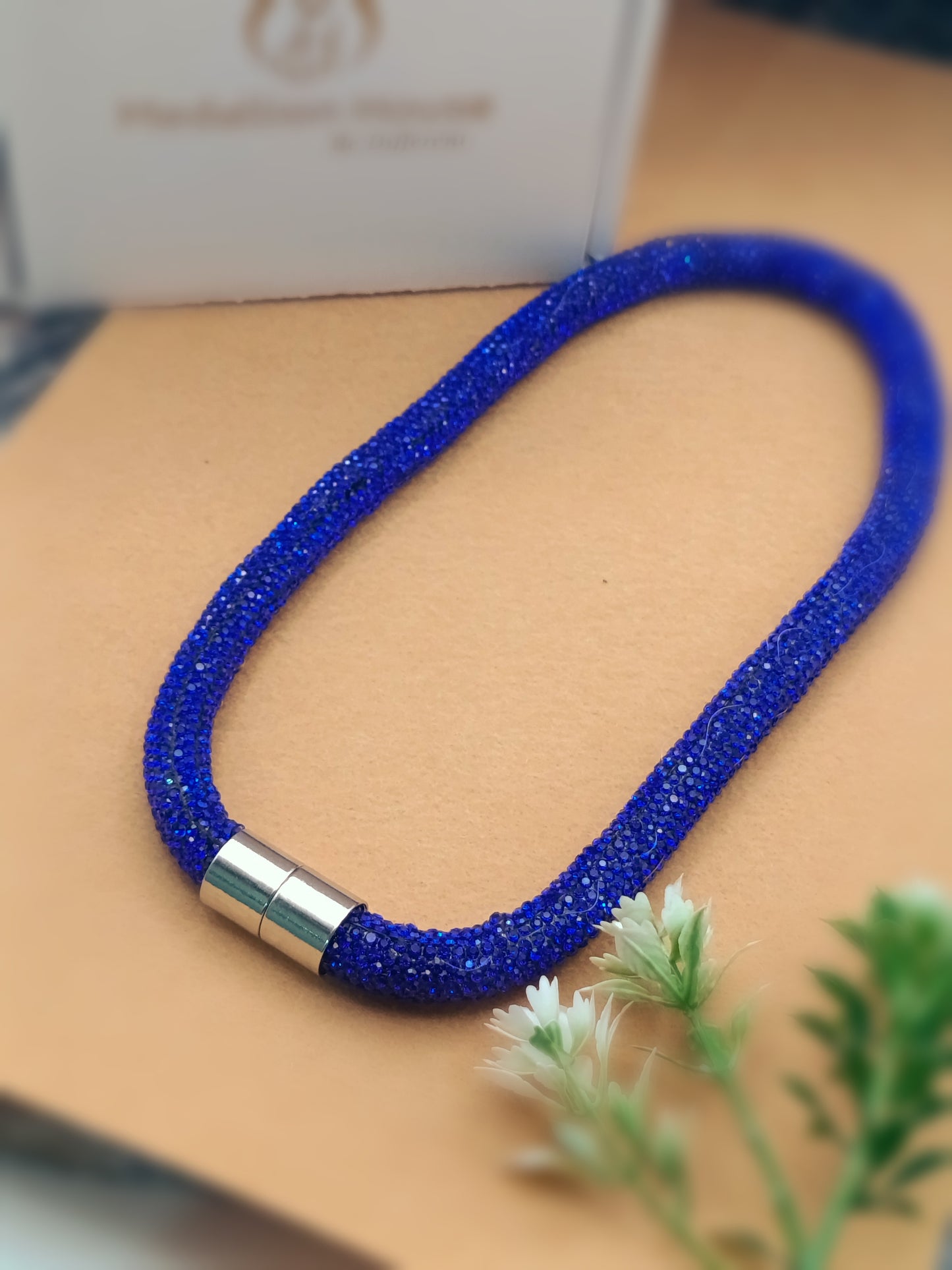 Royal Blue Crystal Necklace with Magnetic Clasp