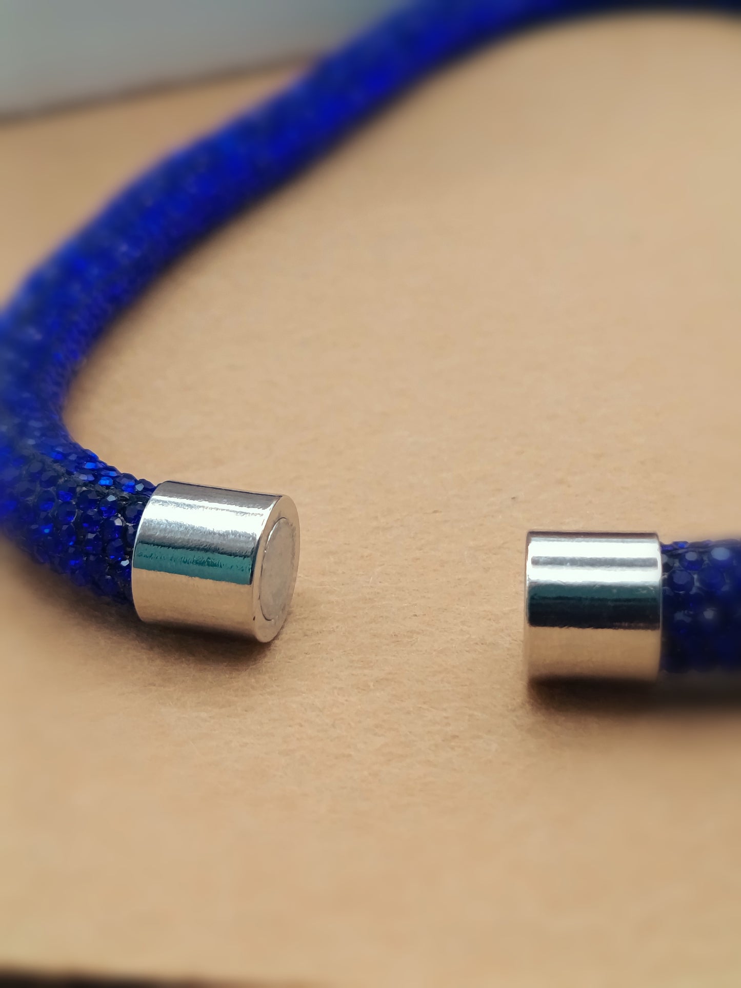 Royal Blue Crystal Necklace with Magnetic Clasp
