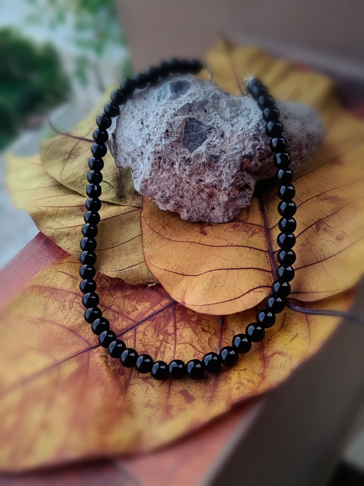 Single-Strand Crystal Black Pearls Necklace