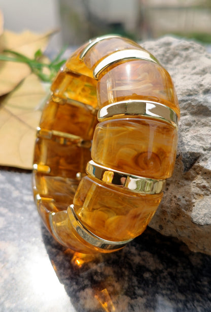 Marble-Effect Stretch Resin Bracelet