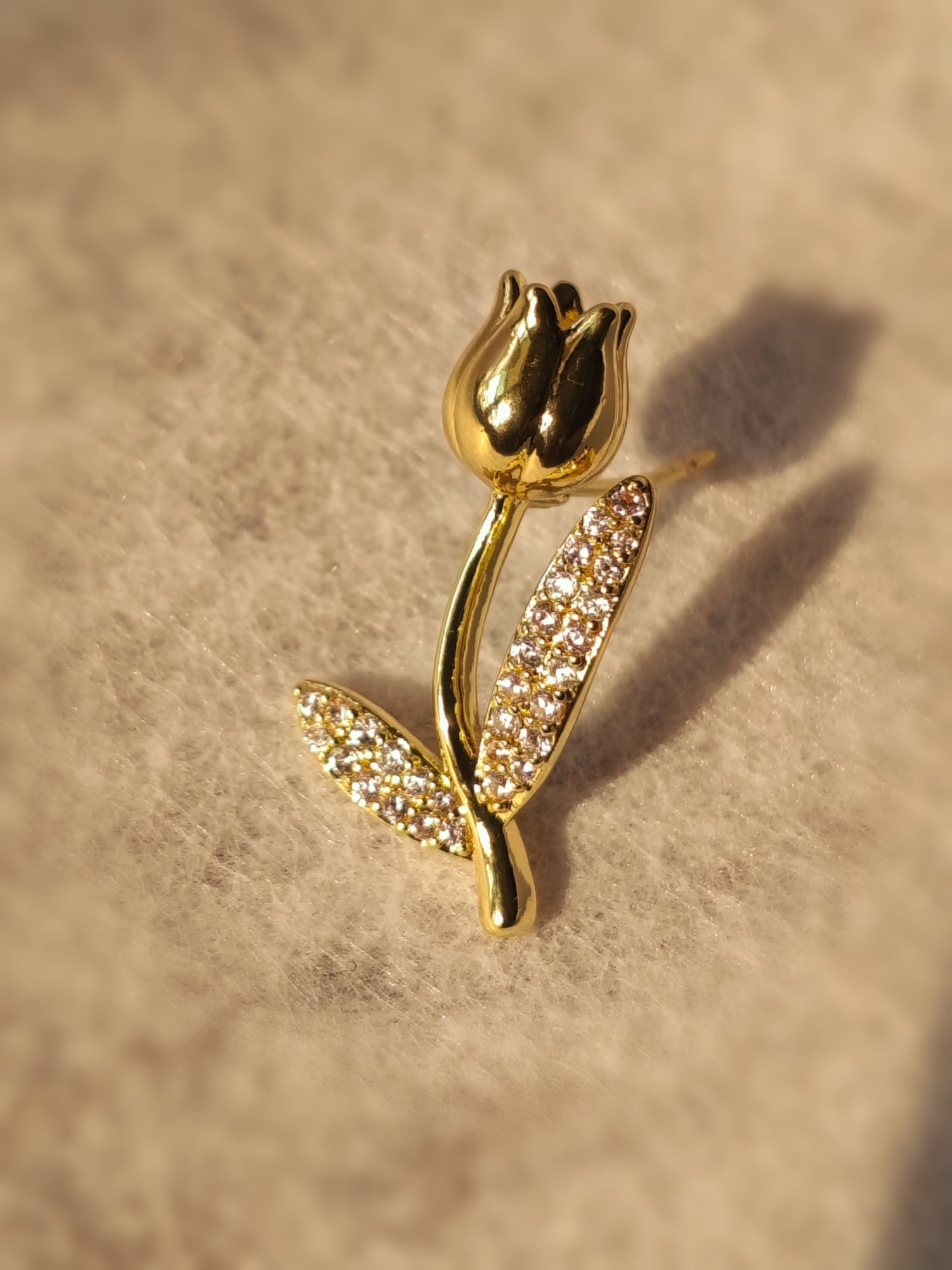 Anti Tarnish_Gold Plated Rose Stud Earrings