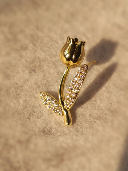 Anti Tarnish_Gold Plated Rose Stud Earrings