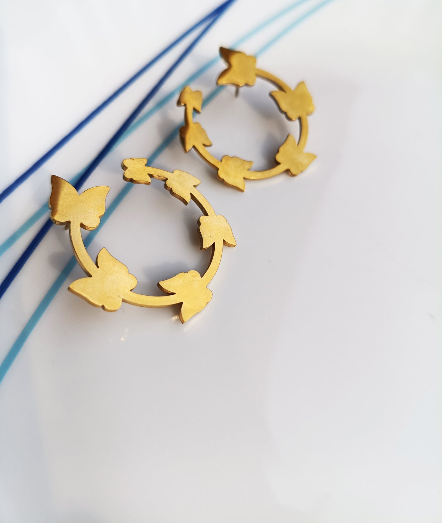 Anti Tarnish_Gold Plated Ivy Leaf Earrings