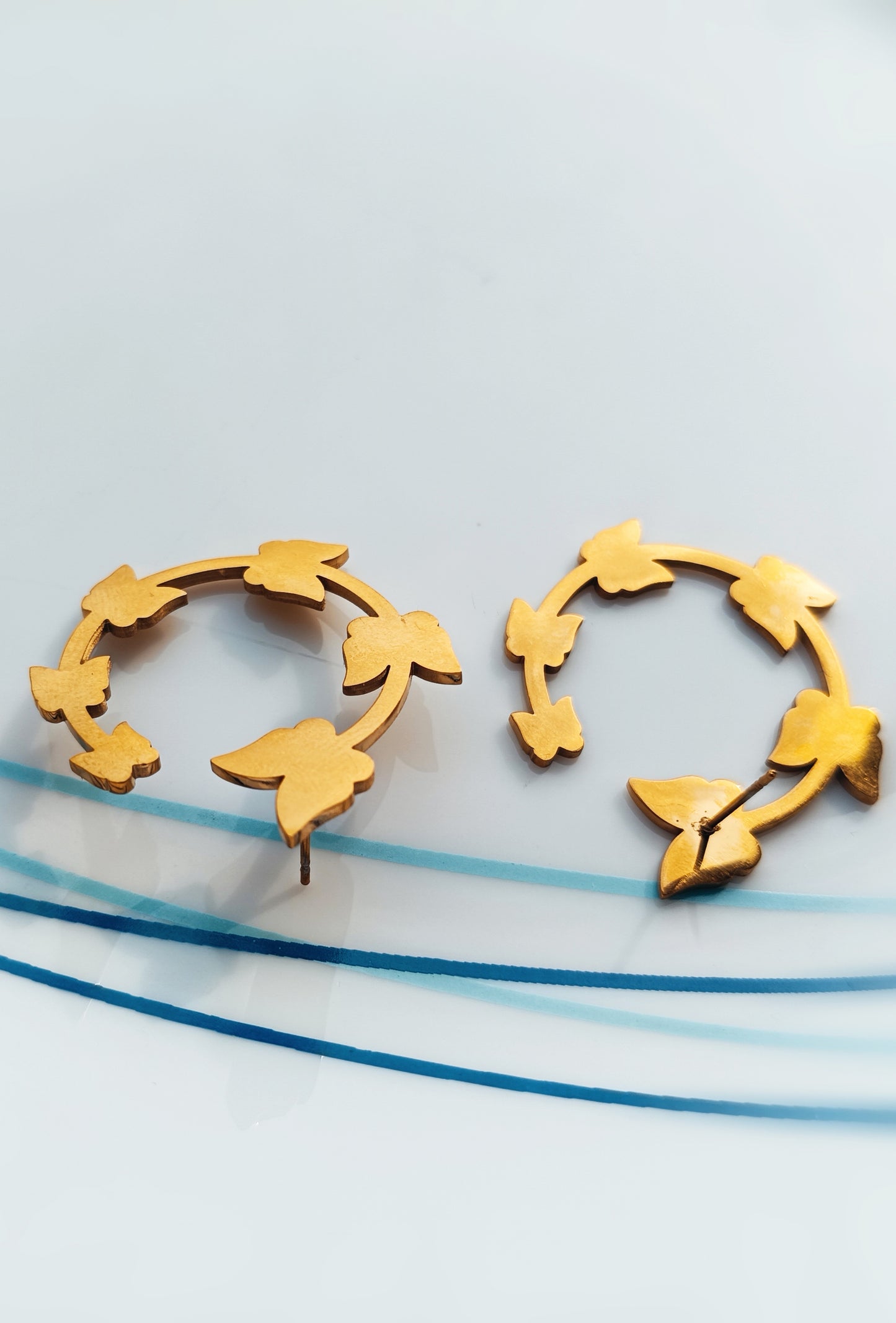 Anti Tarnish_Gold Plated Ivy Leaf Earrings