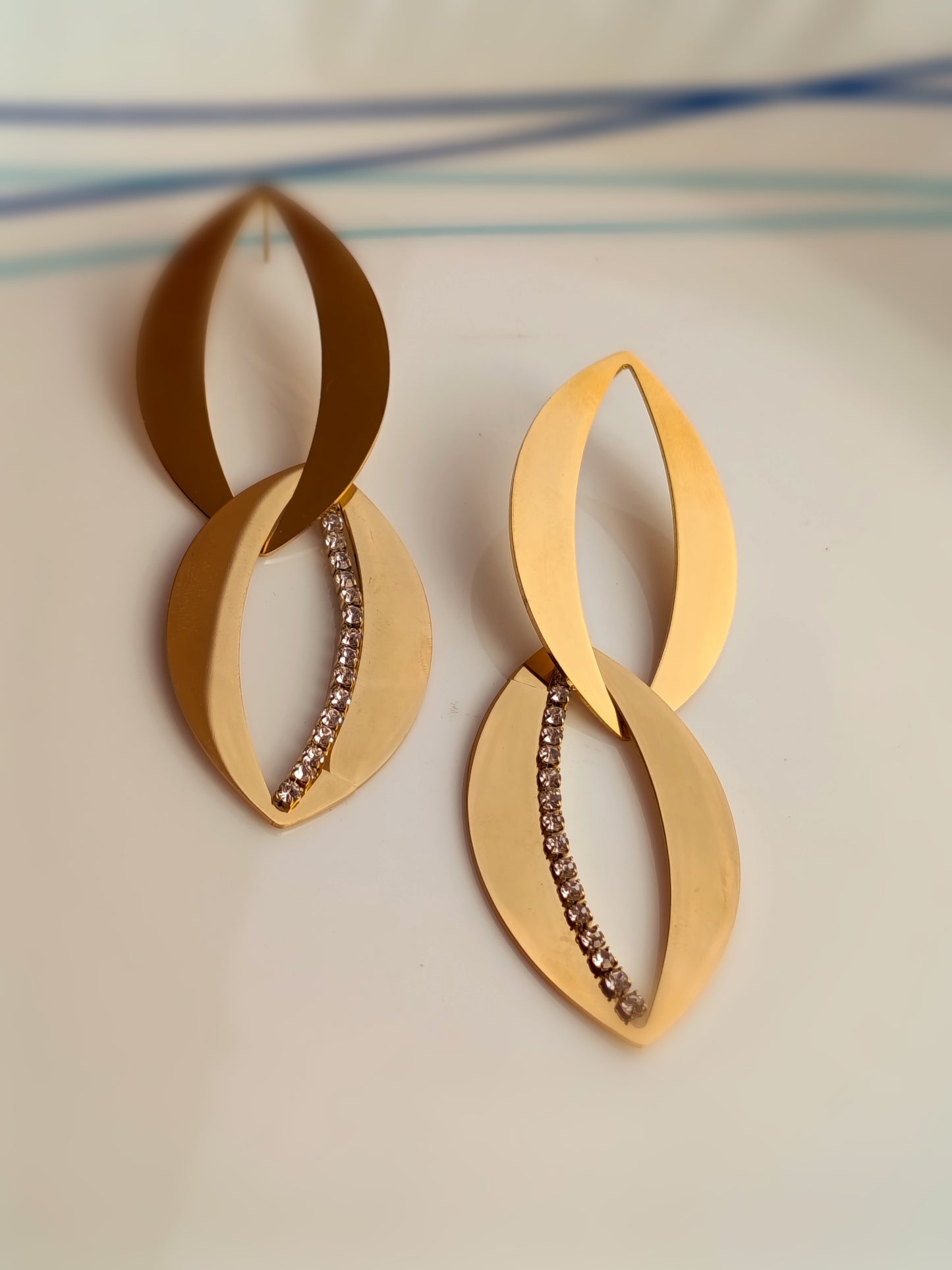 Anti Tarnish_Gold Plated Zircon Dangler Drop Earrings