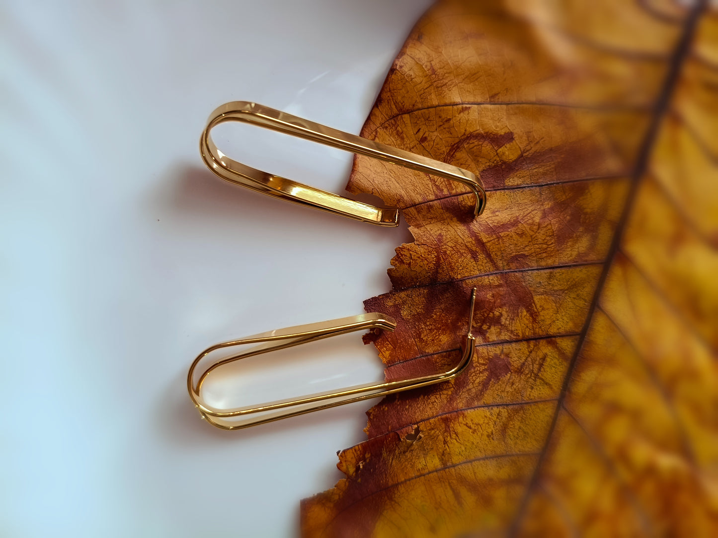 Anti Tarnish_Julia Elongated Gold Hoop Earrings