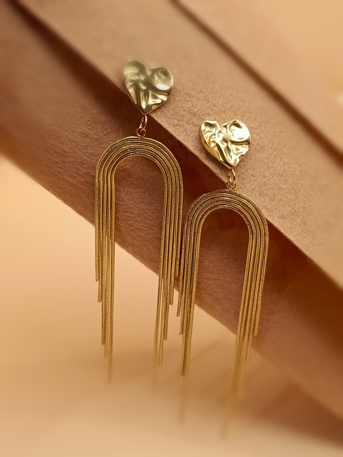 Anti Tarnish_Gold Plated Long Tassel Dangler Earrings