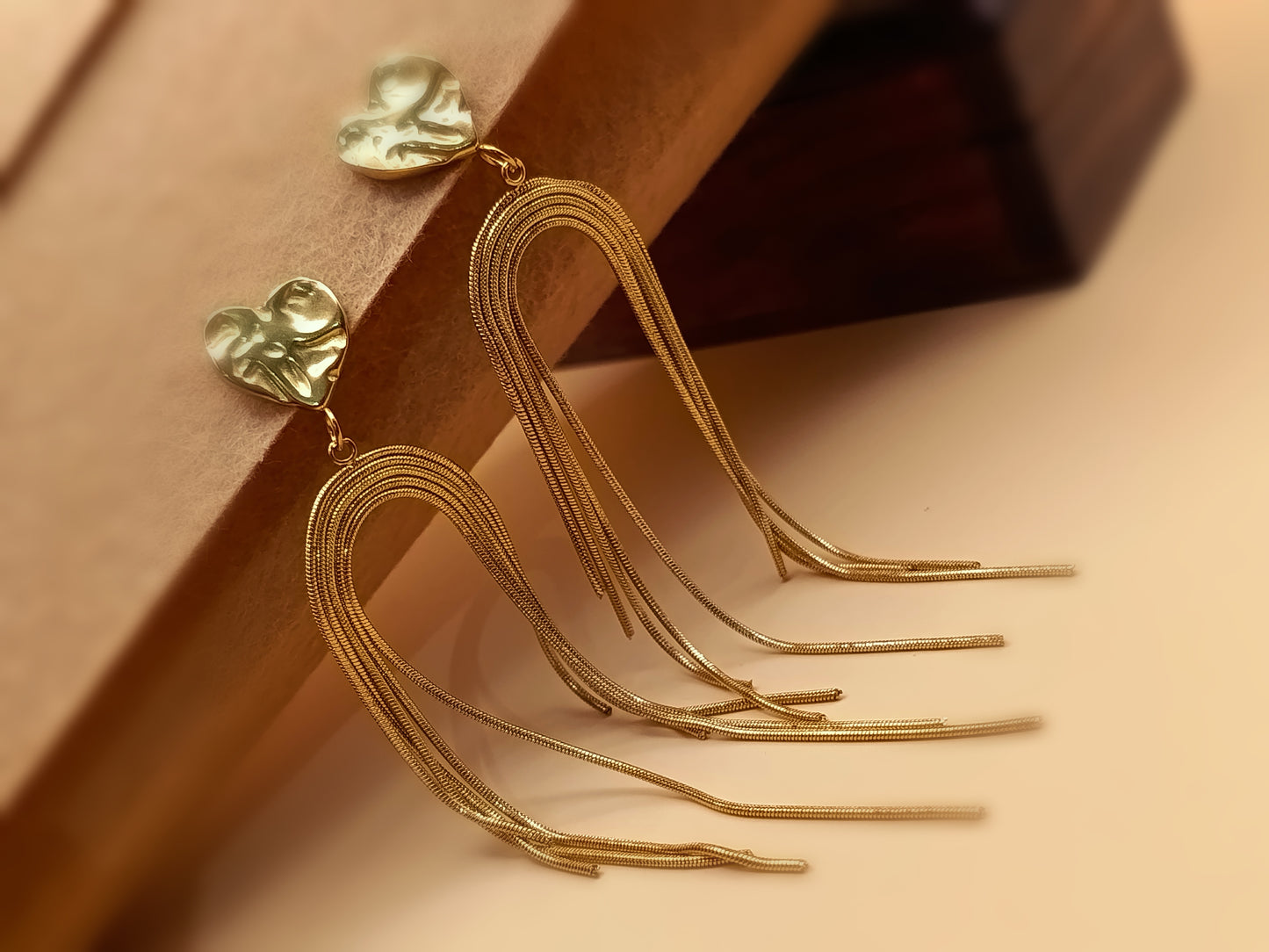 Anti Tarnish_Gold Plated Long Tassel Dangler Earrings
