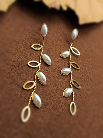 Anti Tarnish_ Gold Plated Pearl Drop Cluster Earrings