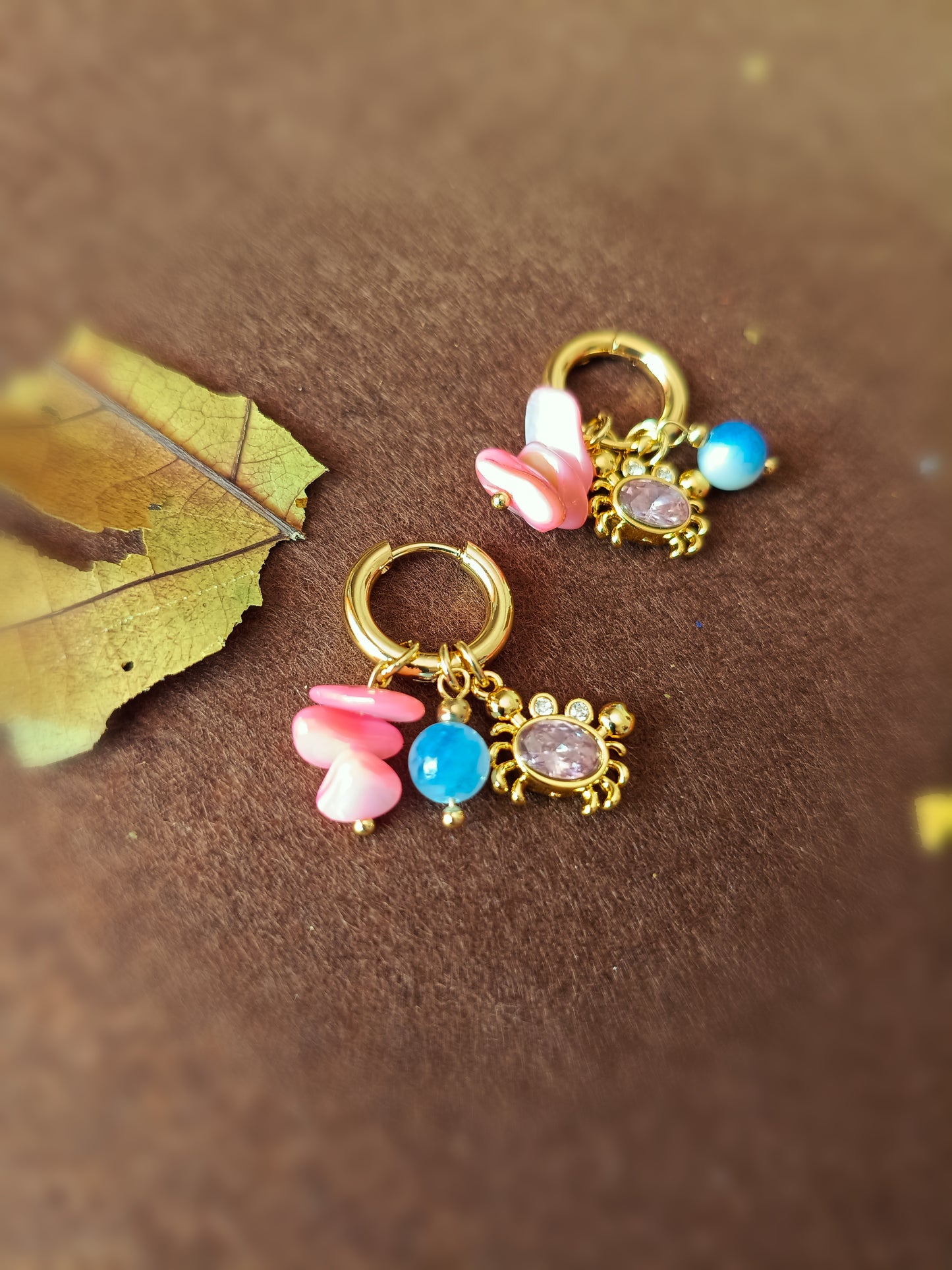 Anti Tarnish_Gold Plated Turtle Charm Hoop Earrings