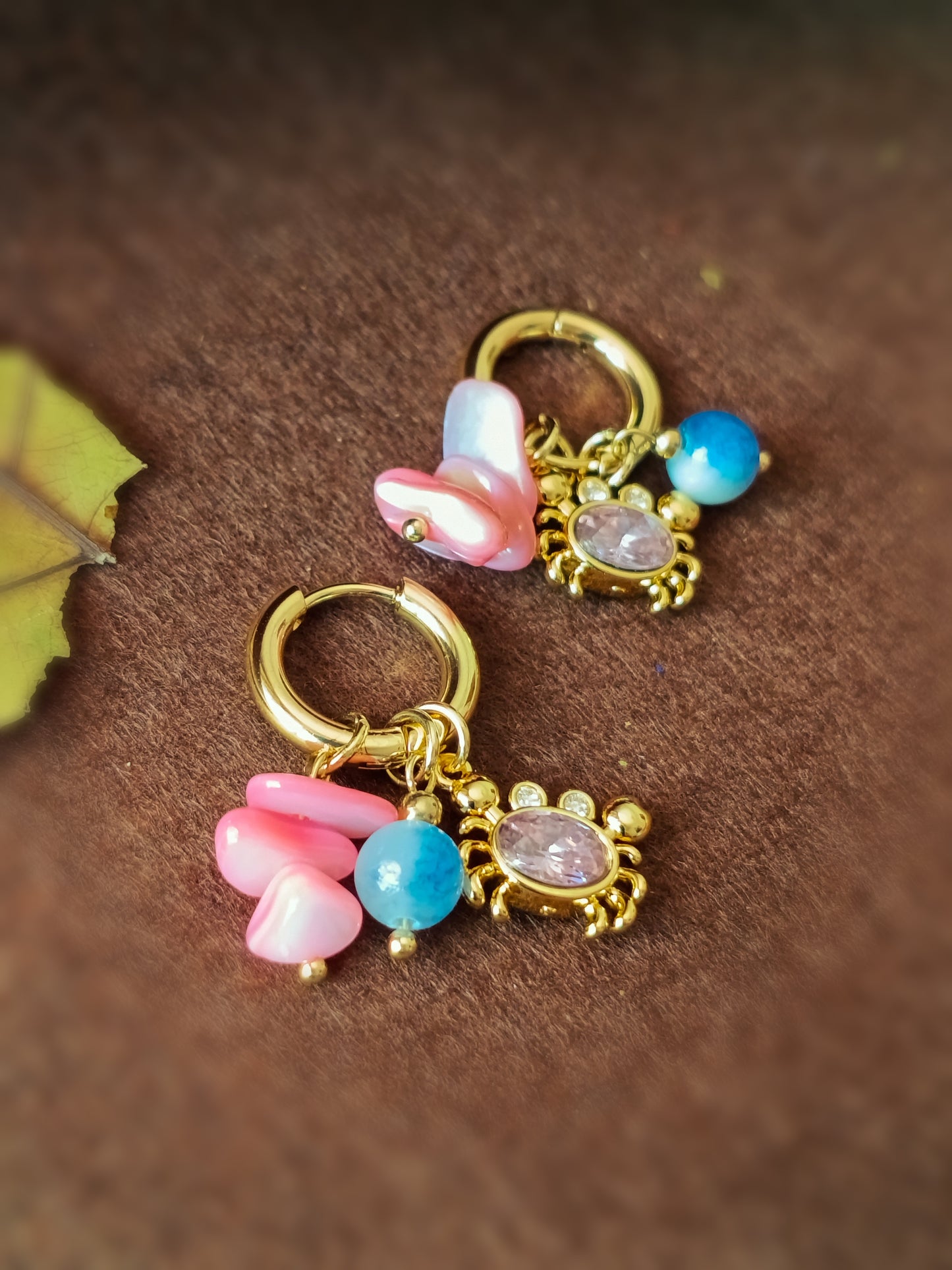Anti Tarnish_Gold Plated Turtle Charm Hoop Earrings