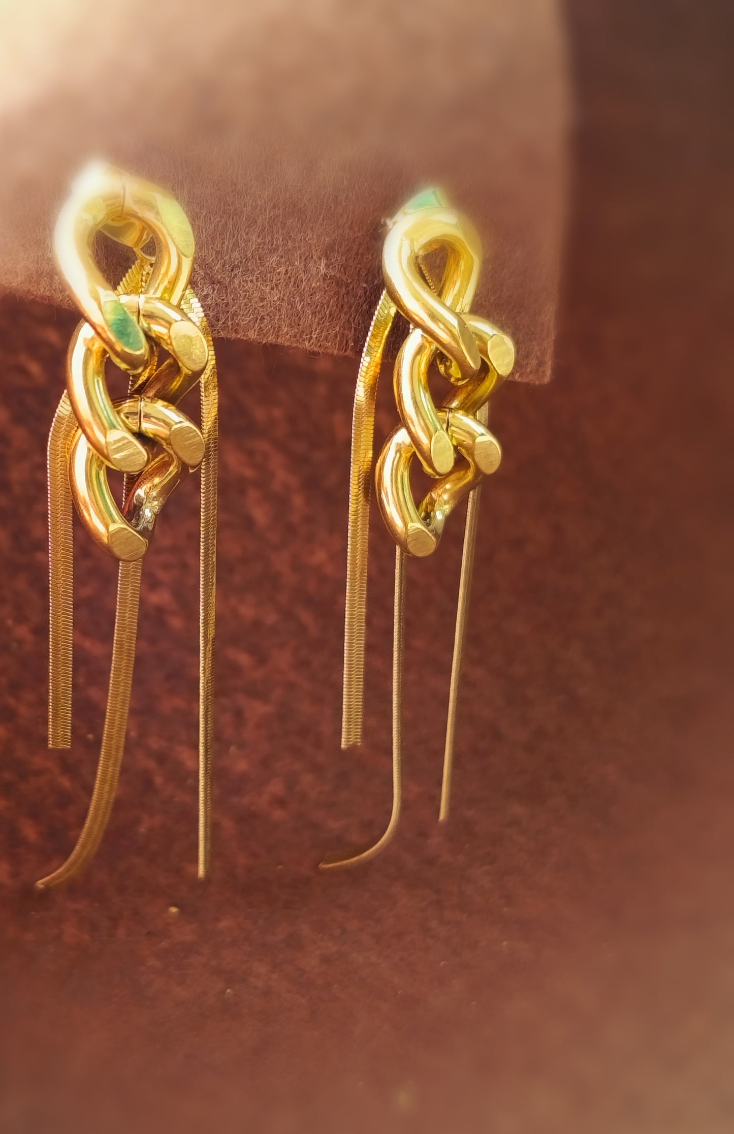 Anti Tarnish_Gold Plated Chain Drop Earrings