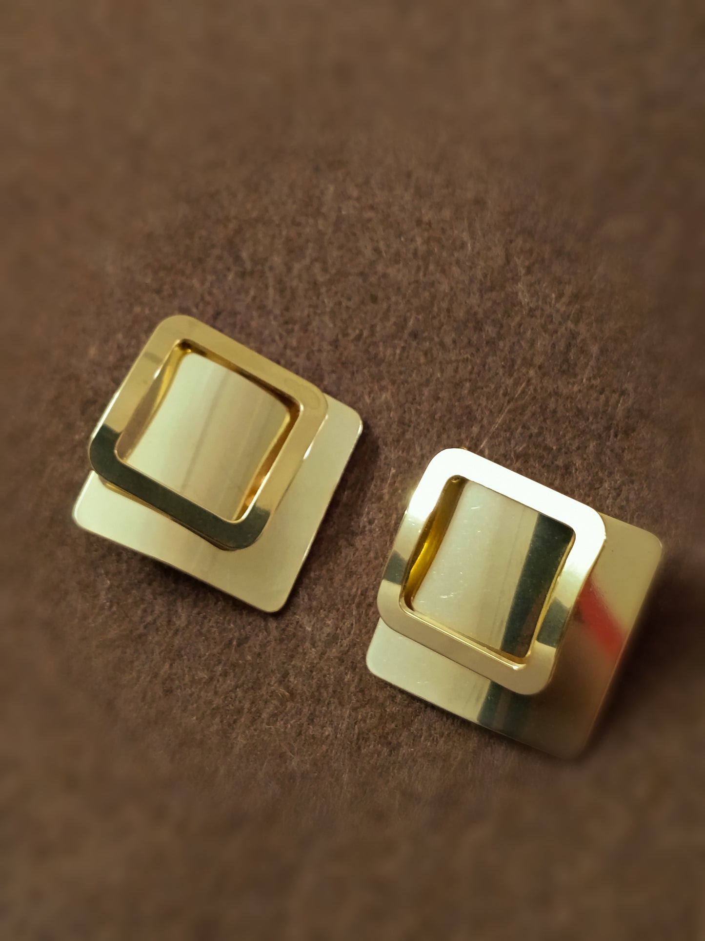 Anti Tarnish_Gold Plated Geometric Stud Earrings
