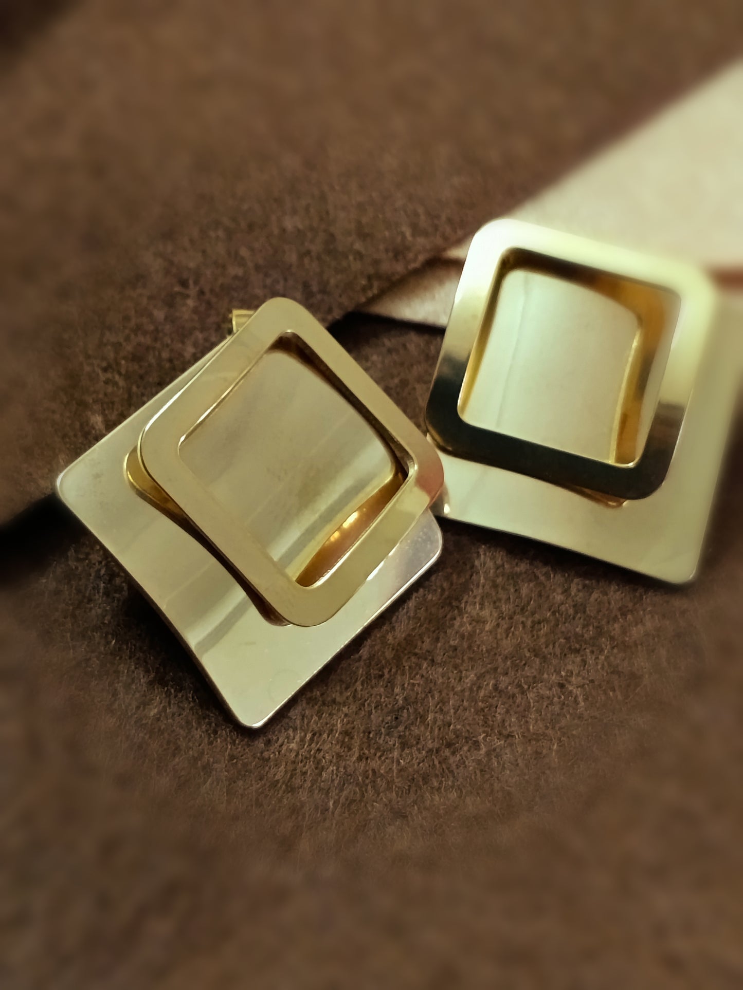 Anti Tarnish_Gold Plated Geometric Stud Earrings