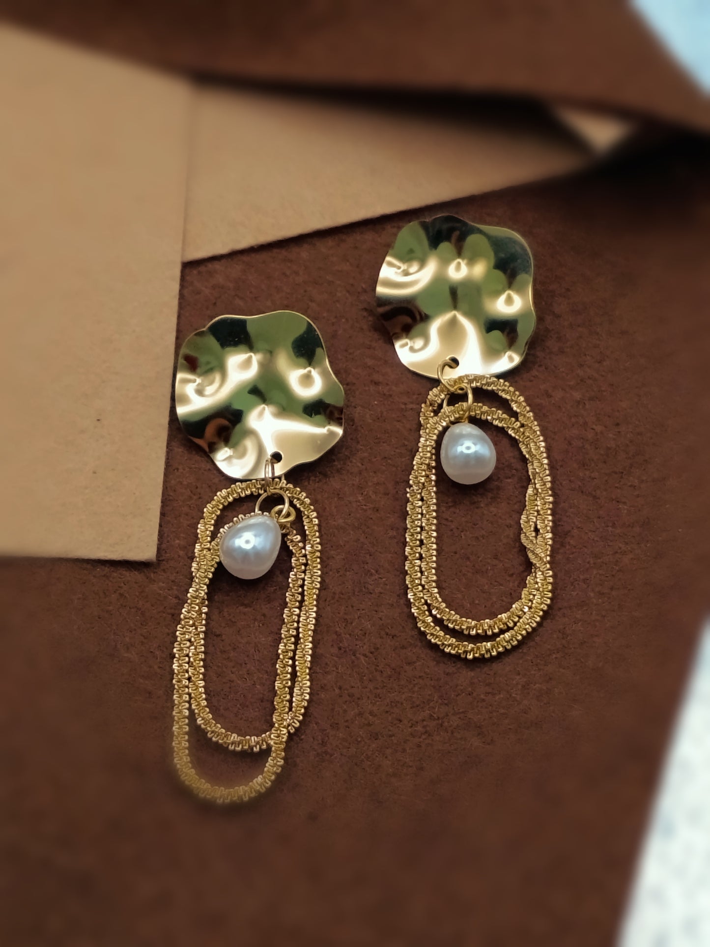 Anti Tarnish_Gold Plated Pearl Drop Earrings