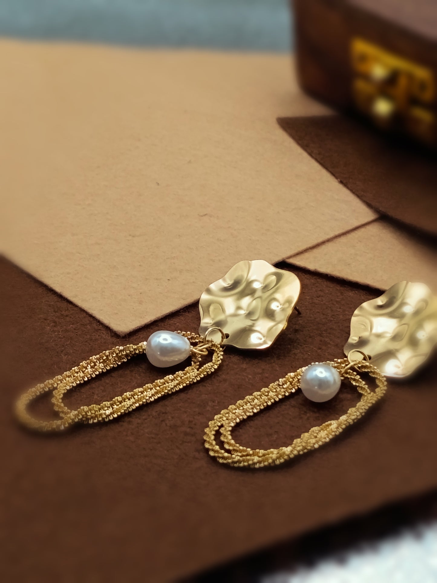 Anti Tarnish_Gold Plated Pearl Drop Earrings