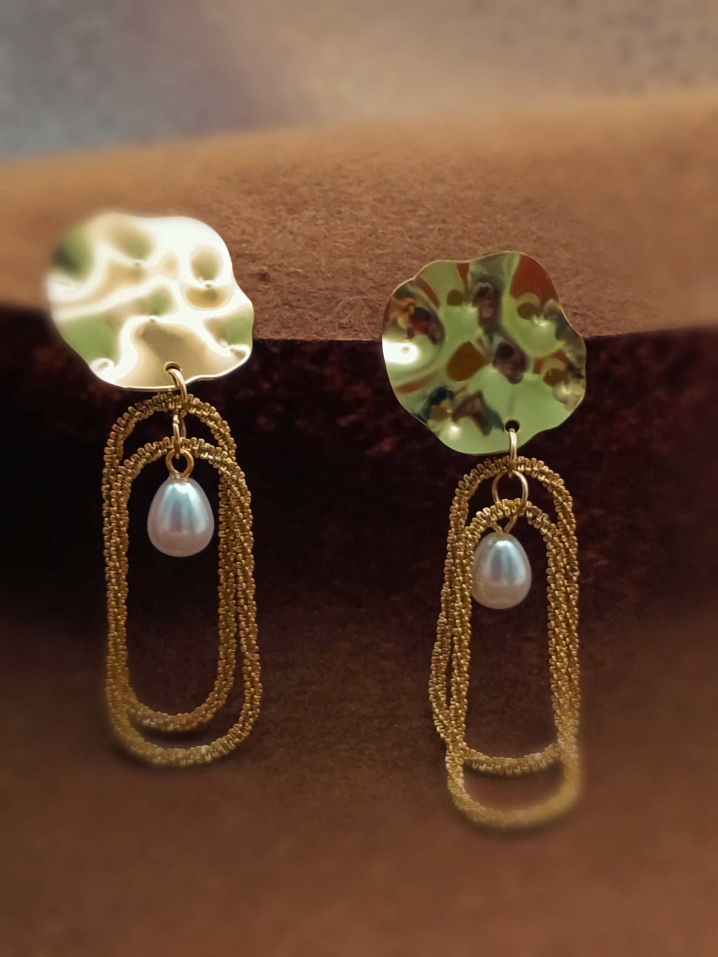 Anti Tarnish_Gold Plated Pearl Drop Earrings
