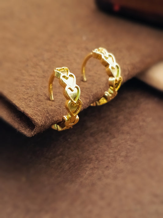 Anti Tarnish_Gold Plated Heart Shape Hoop Earrings