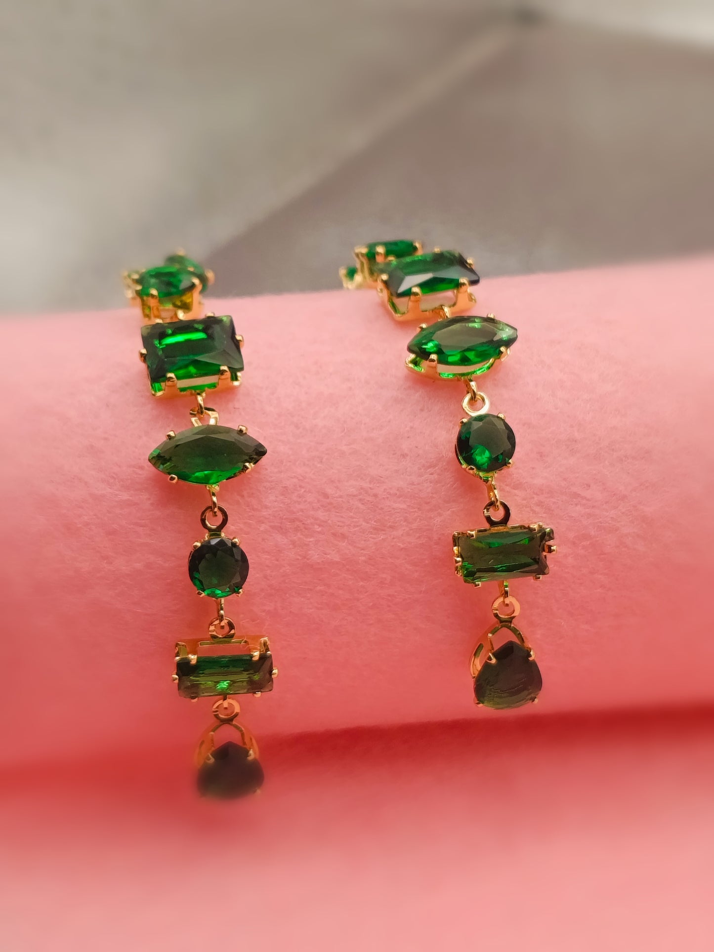Anti Tarnish_Emerald Inspired Gold Plated Jewellery Set