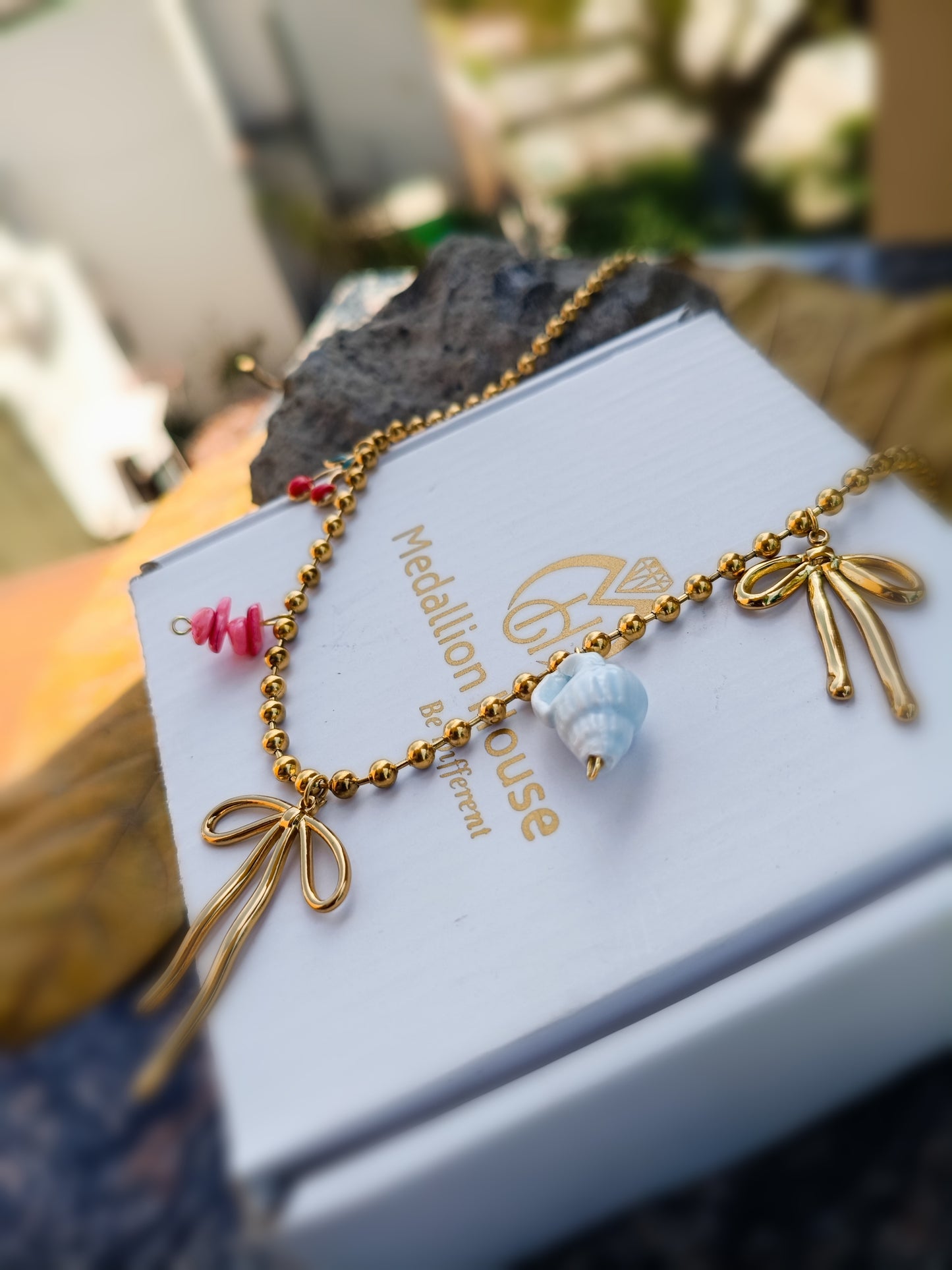 Anti Tarnish_Gold Plated Charm Necklace
