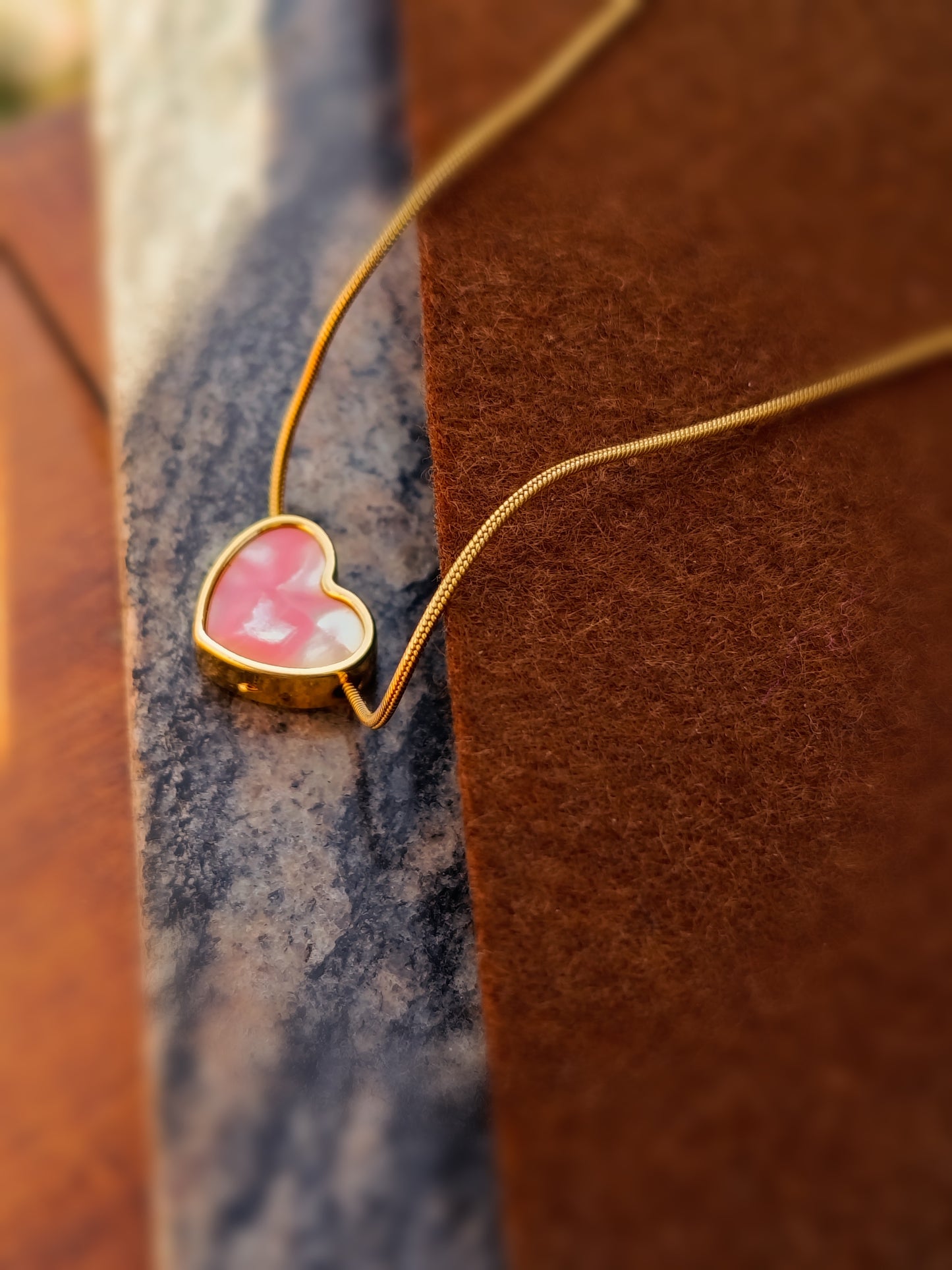 Anti Tarnish_Gold Plated Enamel Heart Necklace