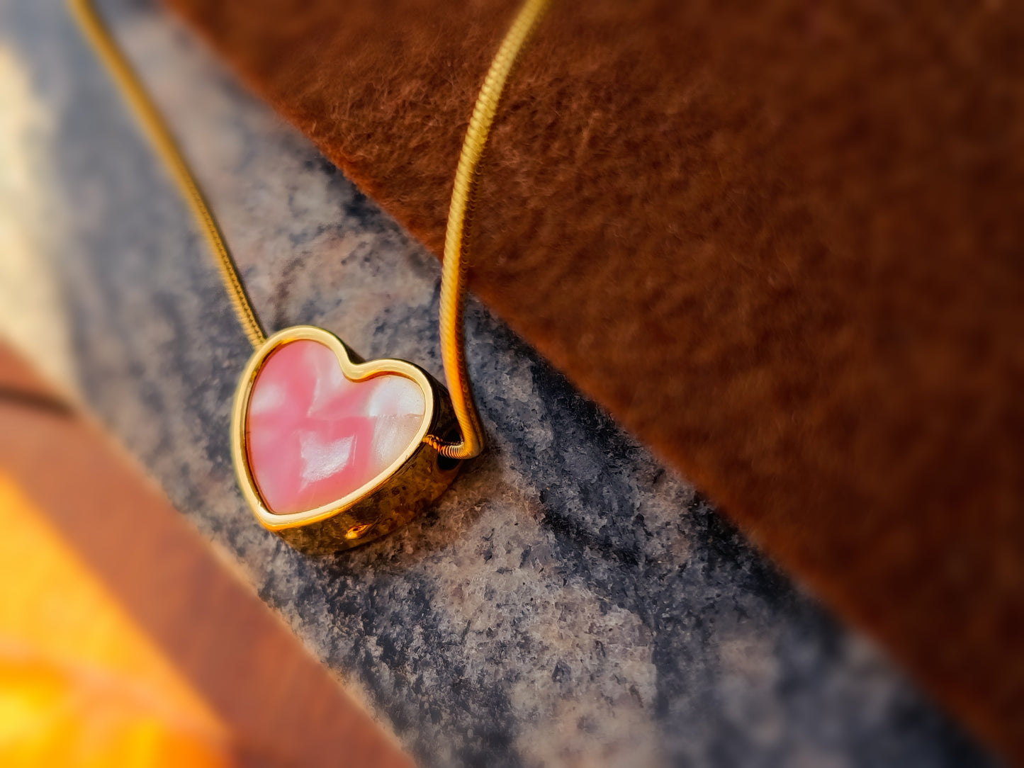 Anti Tarnish_Gold Plated Enamel Heart Necklace