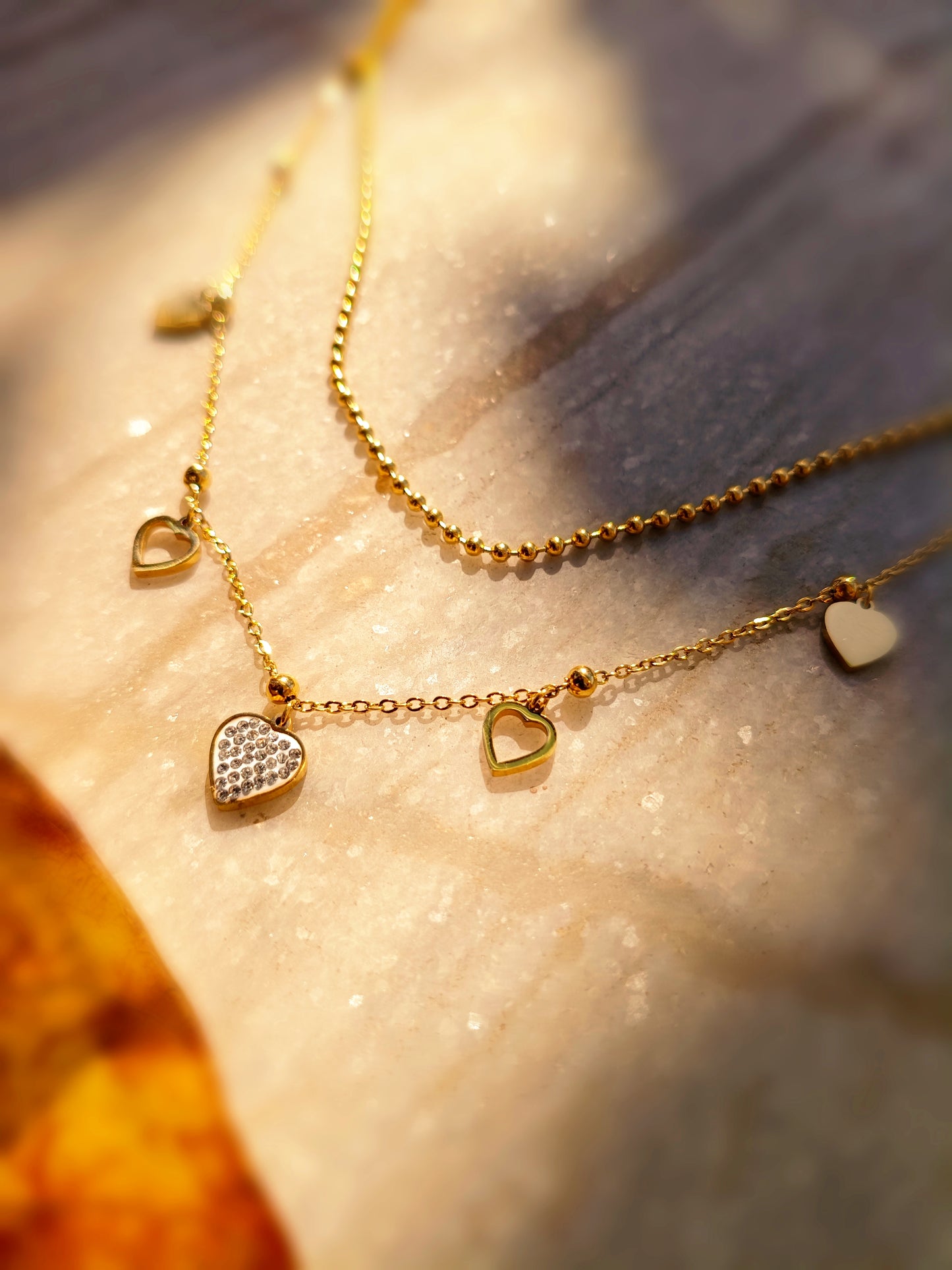 Anti Tarnish_Gold Plated Heart Shape Layered Necklace