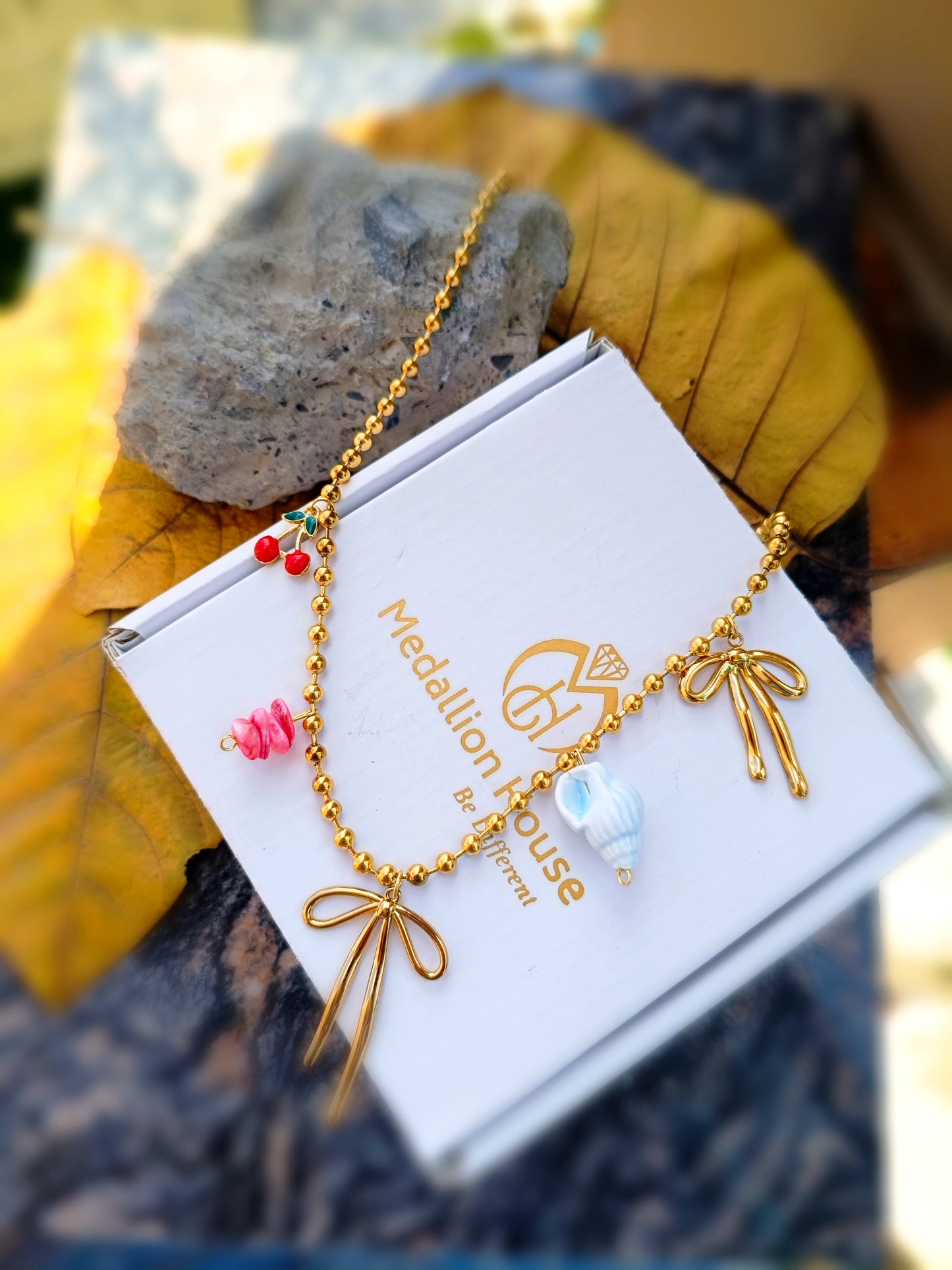 Anti Tarnish_Gold Plated Charm Necklace