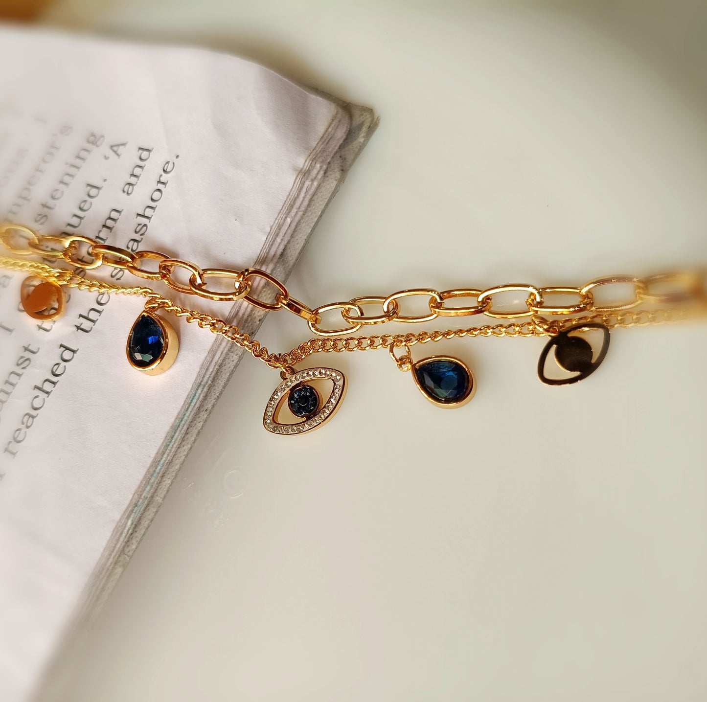 Anti Tarnish_American Diamond Evil Eye Charm Bracelet