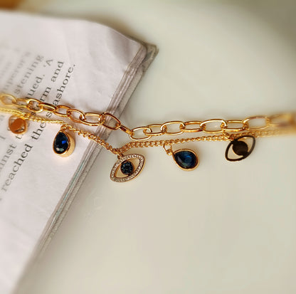Anti Tarnish_American Diamond Evil Eye Charm Bracelet