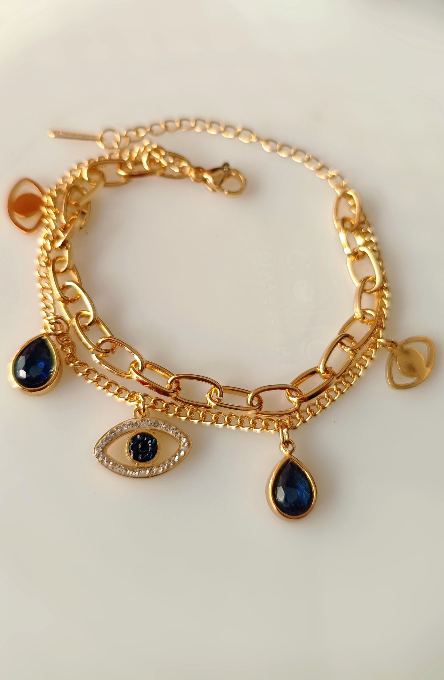 Anti Tarnish_American Diamond Evil Eye Charm Bracelet