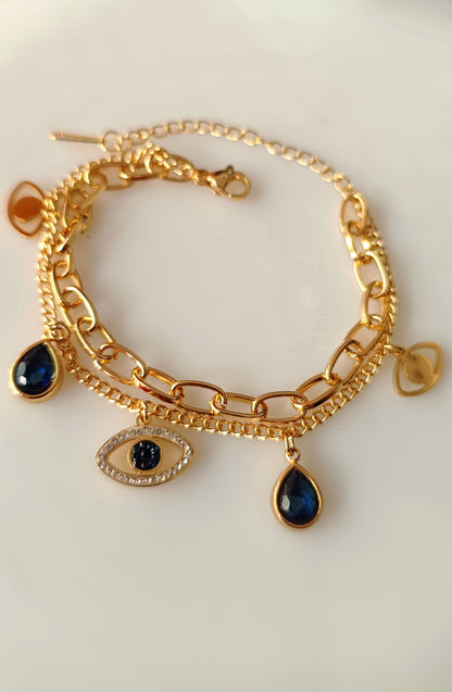Anti Tarnish_American Diamond Evil Eye Charm Bracelet
