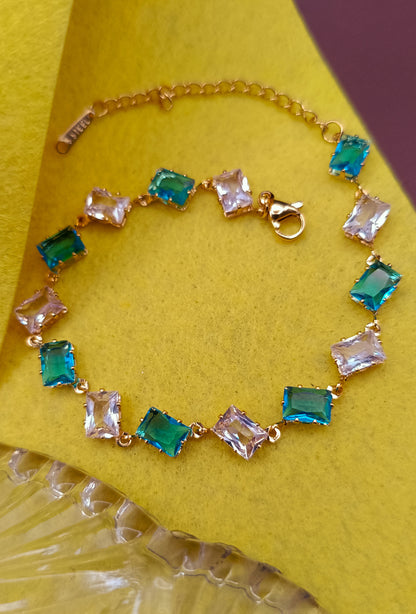 Anti Tarnish_Gold Plated Gem Stone Bracelet