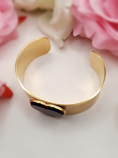 Anti Tarnish_Gold Plated Heart Shape Cuff Bracelet