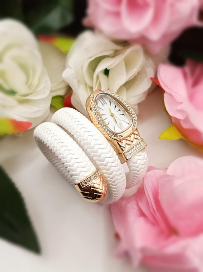 Anti Tarnish_Designer Women Watch with Braided Strap Bracelet