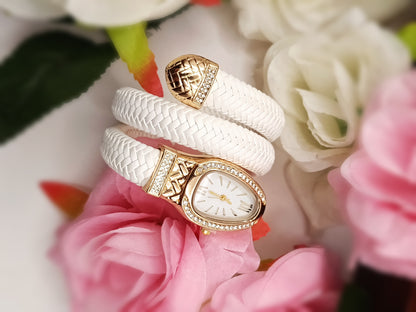 Anti Tarnish_Designer Women Watch with Braided Strap Bracelet