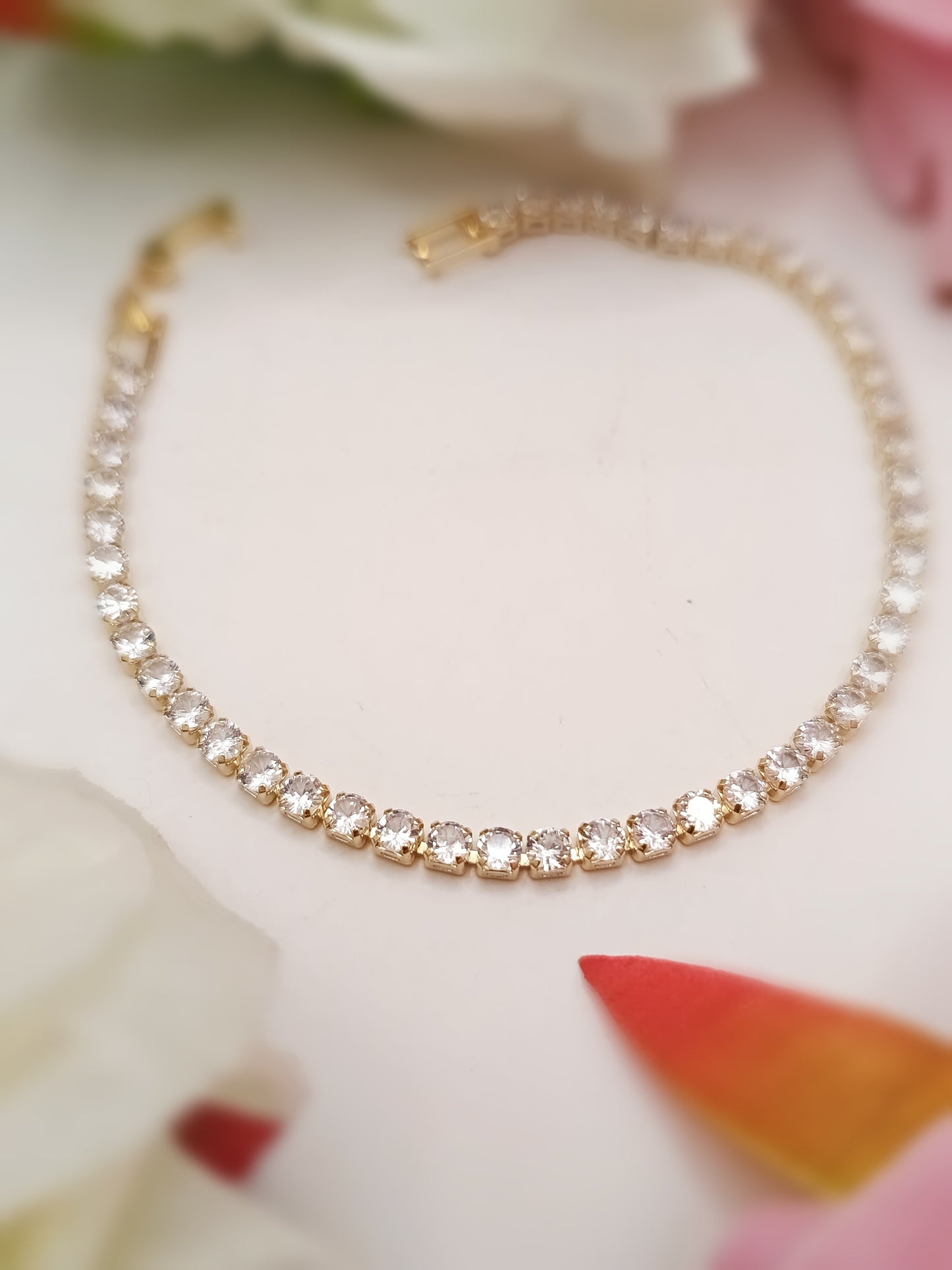 Silver Toned_Single Line Green Emerald Tennis Bracelet
