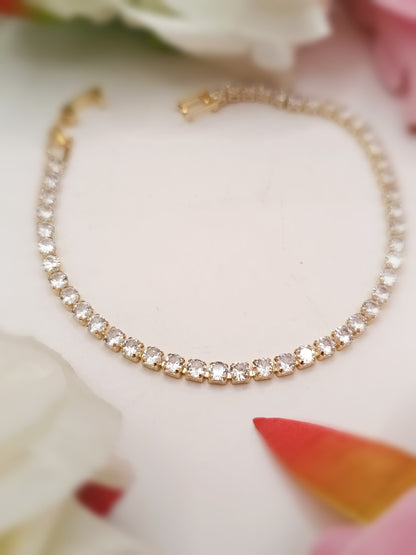 Silver Toned_Single Line Green Emerald Tennis Bracelet