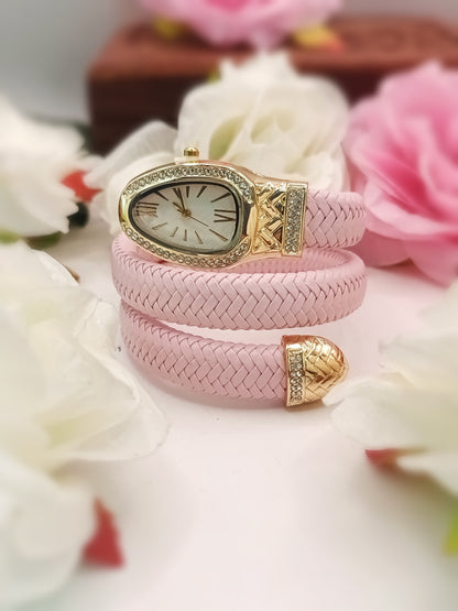 Anti Tarnish_Designer Women Watch with Braided Strap Bracelet