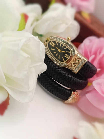 Anti Tarnish_Designer Women Watch with Braided Strap Bracelet