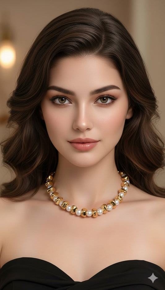 Anti Tarnish_Gold Plated Beads Adjustable Necklace