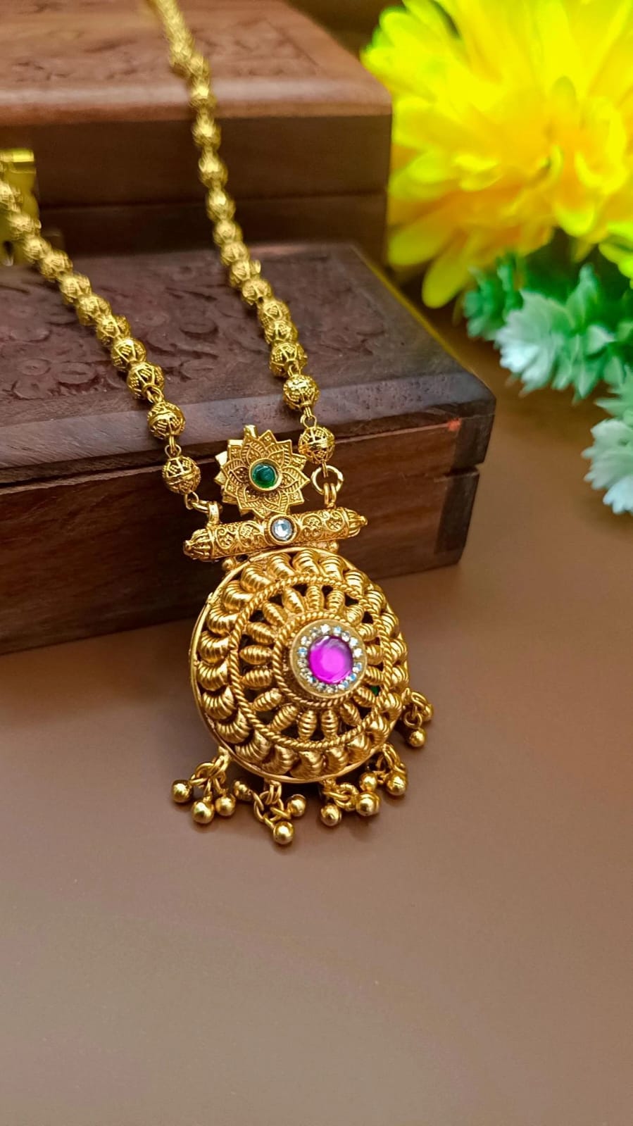 Antique Matte Gold Long Haram Set