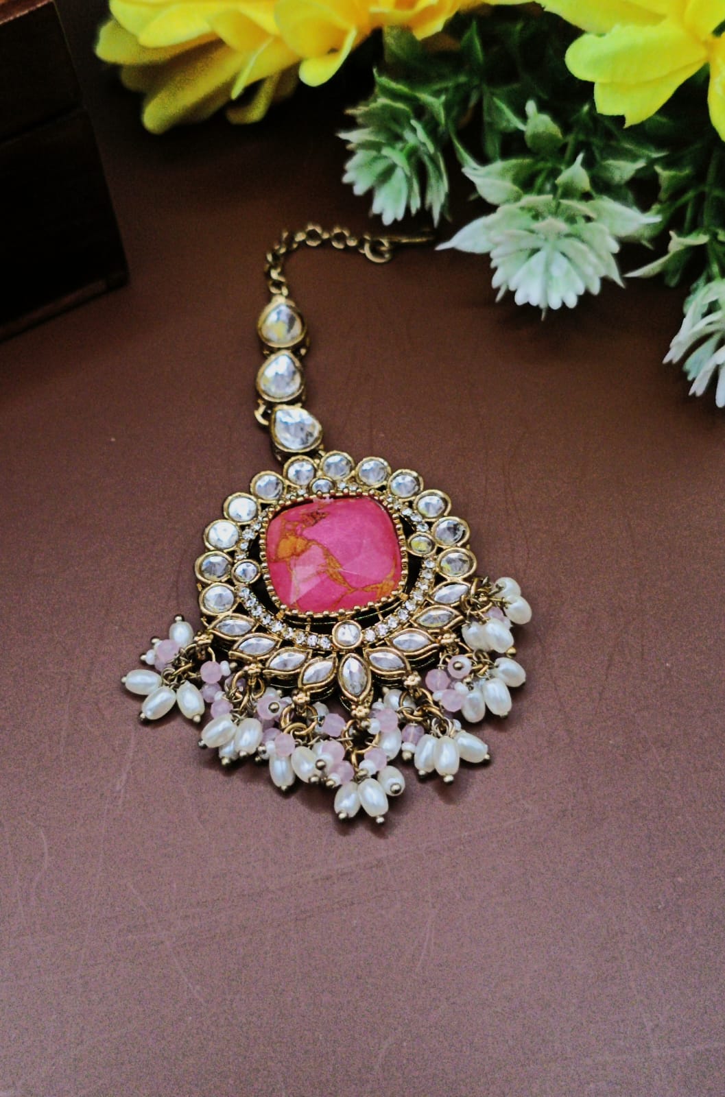 Teardrop Ruby Kundan Pendant Choker Set