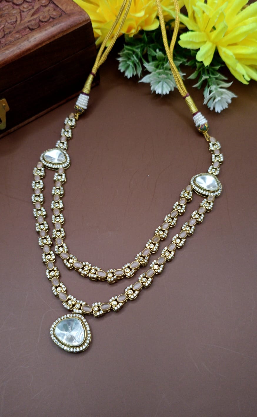 Double-Layered Geometric Station Mala Fusion Necklace Set