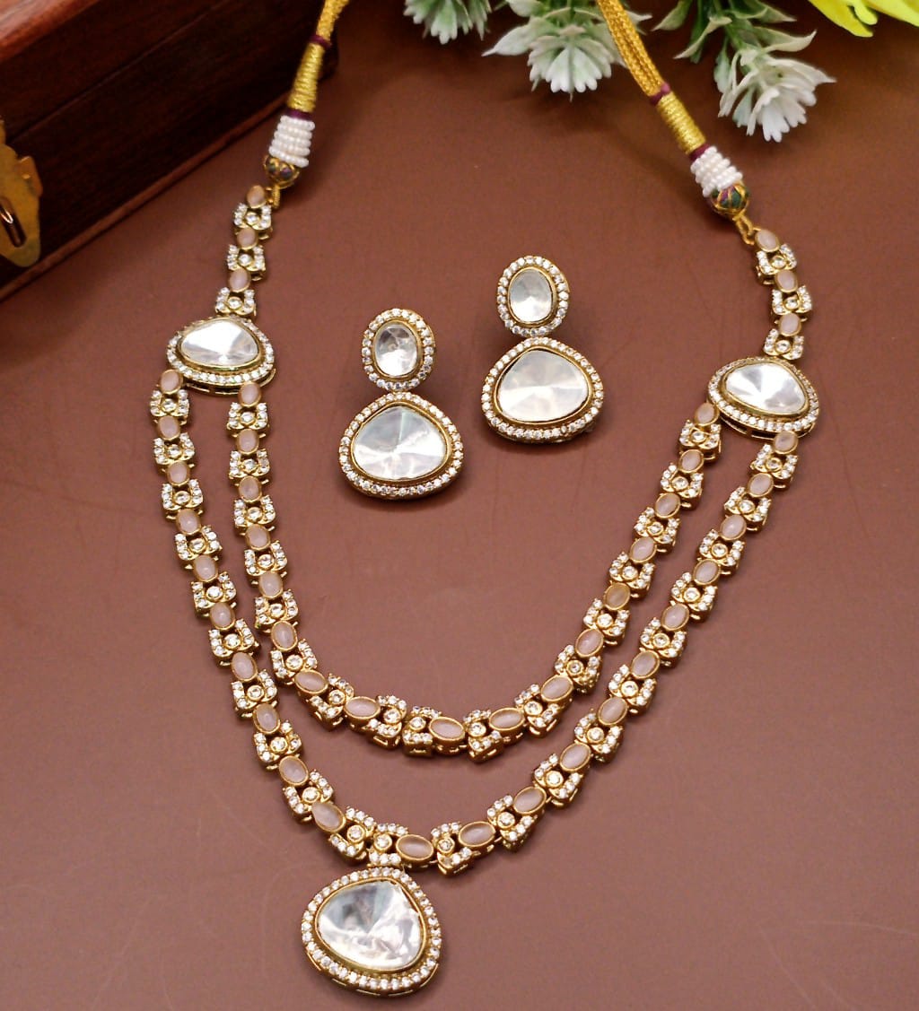 Double-Layered Geometric Station Mala Fusion Necklace Set